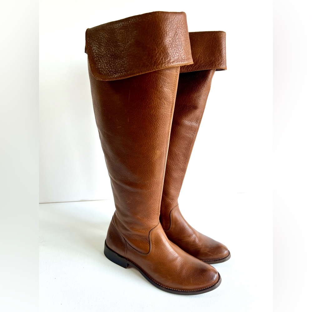 FRYE •Women’s Shirley Leather Over The Knee Riding
Boots • Size 6.5B • Cognac